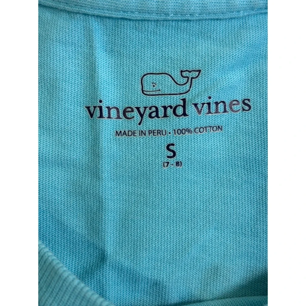 Vineyard Vines Boys Blue Whale‎ Logo Long Sleeve Pocket T-Shirt Size S 7-8
